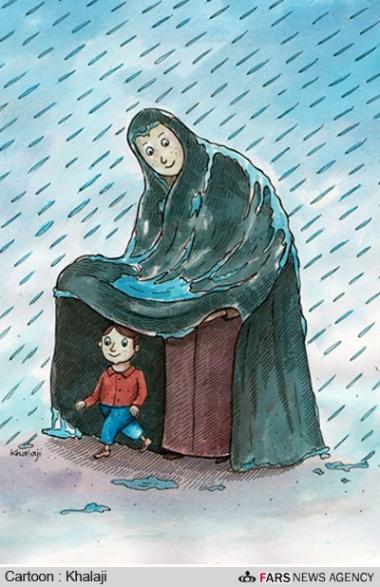 Caricatura - A mãe a protetora. Feliz dia das mães.