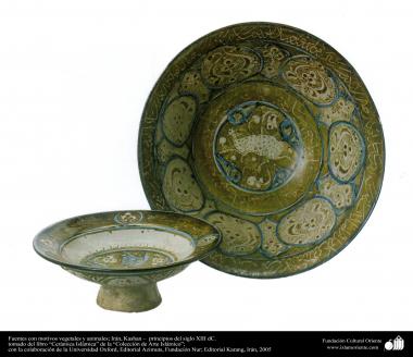 Fuentes con motivos vegetales y animales; Irán, Kashan –  principios del siglo XIII dC. (60)