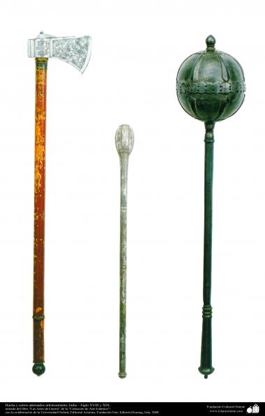 Axe and decorated scepter artistically in India, during – centuries XVIII y XIX.