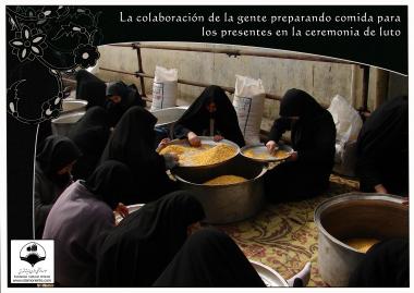 Women preparing food to be distributed on the day of Ashura 