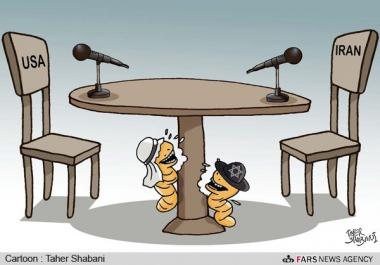 Rapporto di Iran e Stati Uniti (Caricatura)