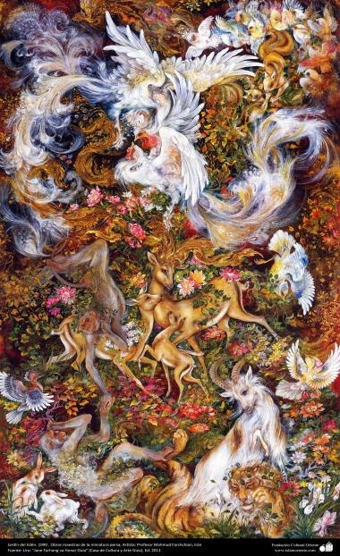 Garden of Eden. 1990 - Persian painting (Miniature) - by Prof. M. Farshchian