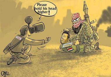 Caricatura - Revista Time, a foto do ano. Soldado sírio torturado e decapitado 