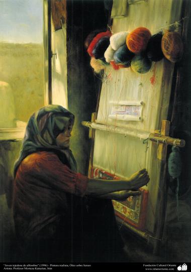 “Young weaver” (1996) - Realistic Painting; Oil on canvas - Artist: Professor Morteza Katuzian