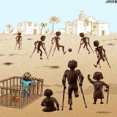 les jeux des enfants de la bande de Gaza dans l'avenir (Caricature)