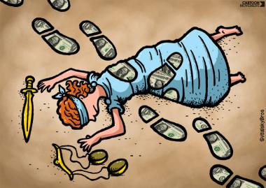 Justicia contra Dinero (Caricatura)