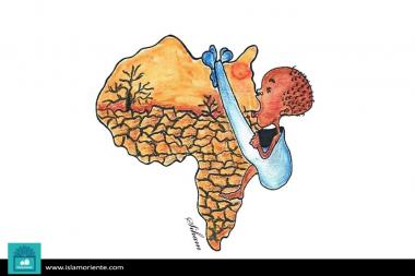کارٹون - آفریقہ میں قحط کی وجہ سے بچوں کی بھوک 
