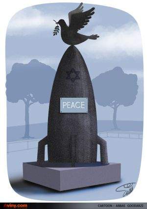 Peace to the Israeli style (caricature)