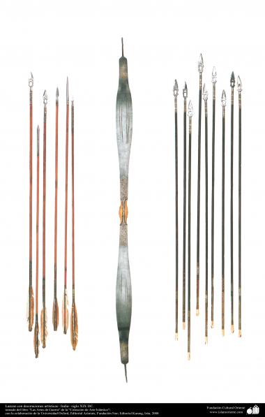 Weapons and decorated enamelware - Decorated Spears - India - XIX DC