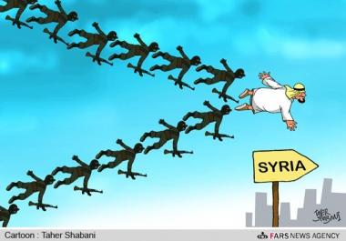 サウジアラビア、シリアにおけるテロの指導者（漫画）