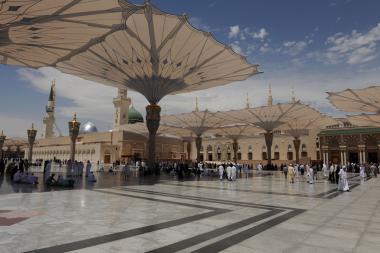 Vista mesquita do Profeta Muhammad (SAWS) em Medina 