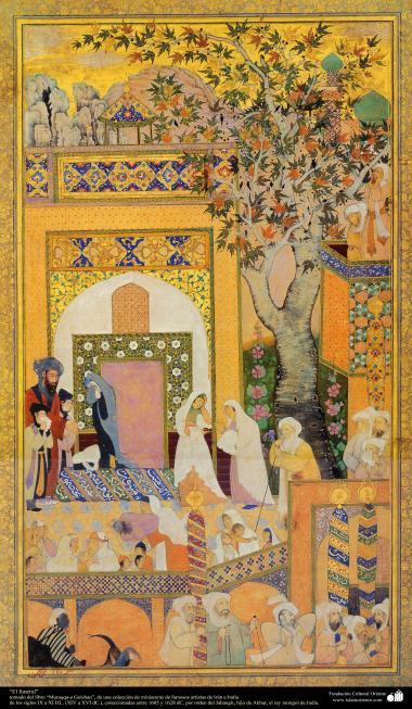 Arte islamica-Capolavoro di miniatura persiana,un complesso di miniature di artisti iraniani e indiani-Funerale