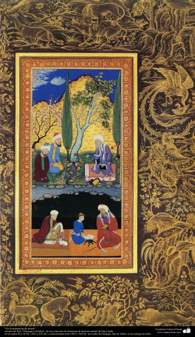 Persian miniature  - &quot;In the presence of ascetic&quot; - taken from the book Muraqqa-e Golshan