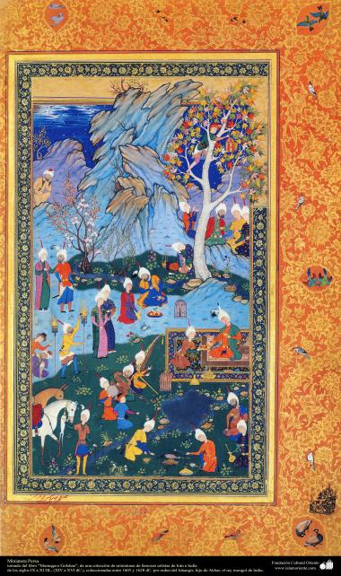 Miniatura Persa - miniatura do livro “Muraqqa-e Golshan” - 1605 e 1628 d.C - 2