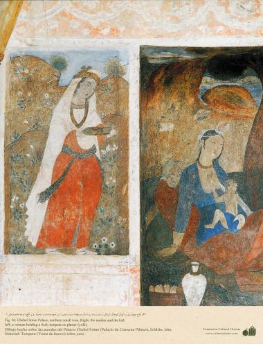 Миниатюр в росписи на стенах - Чехель Сотун ( Дворец Сорока Колонн ) в Исфахане , Иран - 2