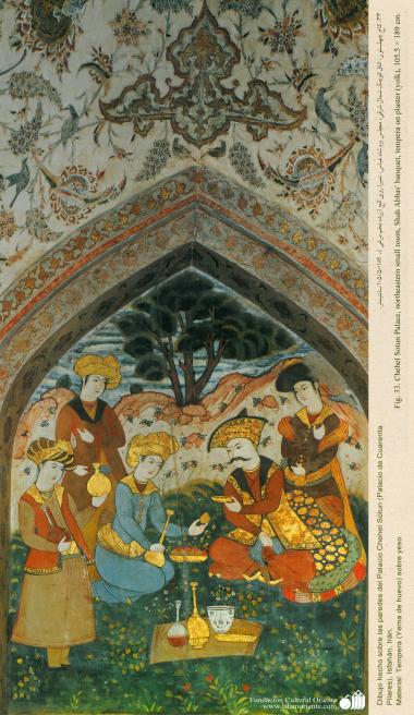 Миниатюр в росписи на стенах - Чехель Сотун ( Дворец Сорока Колонн ) в Исфахане , Иран - 9