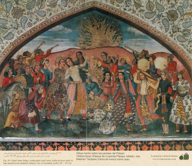 Miniature on Persian Mural - Chehel Sutun (Palace of the 40 pilllars in Isafahan) - 14