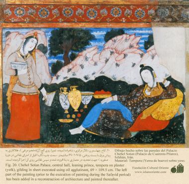 Miniature on Persian Mural - Chehel Sutun (Palace of the 40 pilllars in Isafahan) - 90