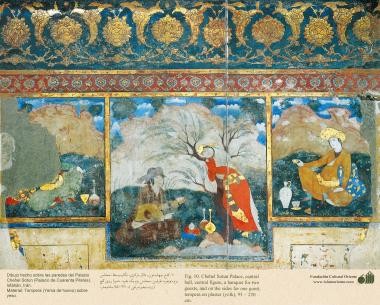 Miniature on Persian Mural - Chehel Sutun (Palace of the 40 pilllars in Isafahan) - 5