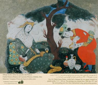 Miniature on Persian Mural - Chehel Sutun (Palace of the 40 pilllars in Isafahan) - 4
