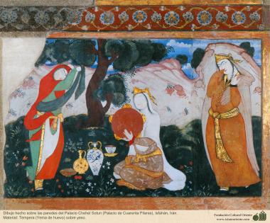 Miniatura en mural persa de Chehel Sotun (palacio de los Cuarenta Pilares) de Isfahán, Irán - 2