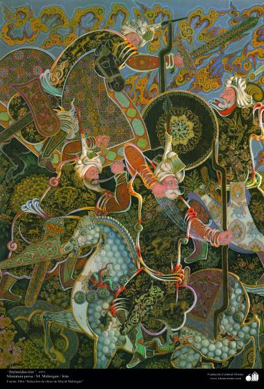 Arte islamica-Capolavoro di miniatura persiana-Maestro Magid Mehregan, &quot;Intimidazione&quot;