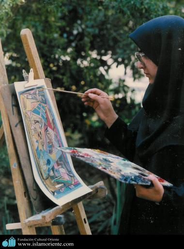 Mulher muçulmana na pintura de um quadro