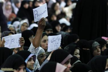 Mulheres muçulmanas de outros países assistem o discurso do Imam Khomenei 