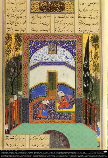 イスラム美術（ペルシャのフェルドウスィー詩人のシャー・ナーメからのペルシャのミニチュア、ShahTahmasebi版）-20