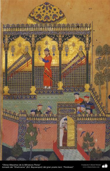 Arte islamica-Capolavoro di miniatura persiana-Ricavato da &quot;Shahname&quot; di Ferdosi,Baisanqiri-28