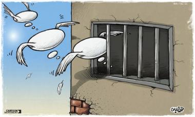 Peace in prison (caricature)