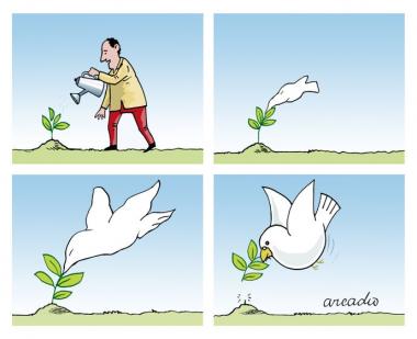 La pace inizia con un individuo (Caricatura)