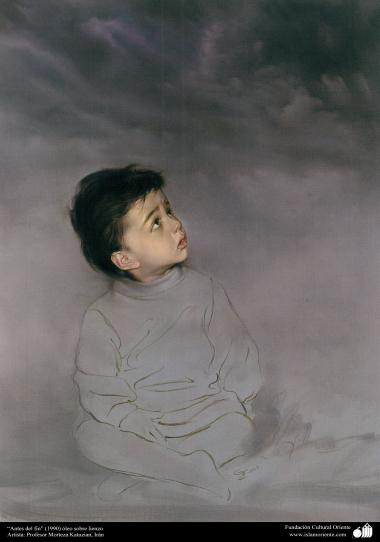 イスラム美術（キャンバス油絵、モレテザ・カトウゼイアン画家の「終わりの前」（１９９０年）