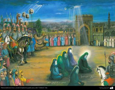 Peinture traditionnelle, cool, inspiré la peinture murale de style persan populaire &quot;Cafétéria&quot; - l&#039;Iran (37)
