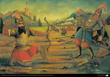 اسلامی فن - چونے کی دیوار پر پانی کے رنگ کی روایتی پینٹنگ اور دیواری نقاشی - ۴۳
