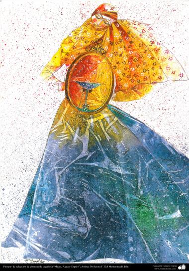 イスラム美術-絵画、インク・ガッシュ（Golmohammadi氏の「女性、水と鏡ギャラリ」からの絵画)