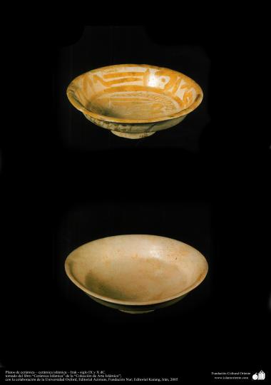 Cerâmica islâmica - Pratos de cerâmica, feitos no Iraqueentre os séculos IX e X d.C