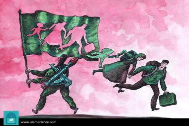 کارٹون - بھاگ کر ترک وطن کرنا دہشت کے سایہ میں