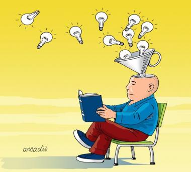 La lecture ouvre la pensée (Caricature)