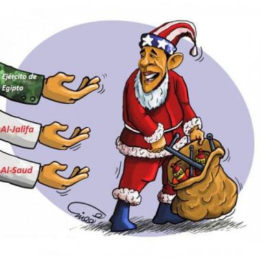 USA Gifts to Arab countries at Christmas (caricature)