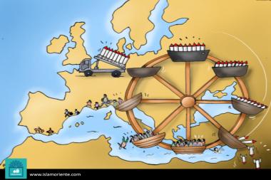 کارٹون - یورپ اور غربی ممالک کے ہتھیاروں کی وجہ سے دنیا میں بربادی