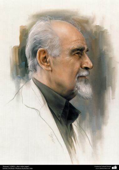 Art islamique - peinture à l'huile sur toile - artiste: M. Katouzian -"Portrait"-2002