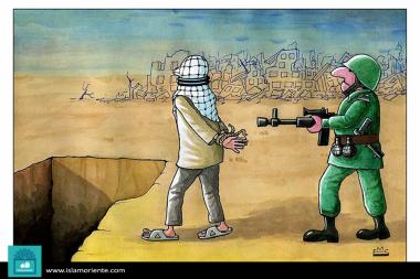 Governmental terrorism of Israel and the happiness (caricature)‎