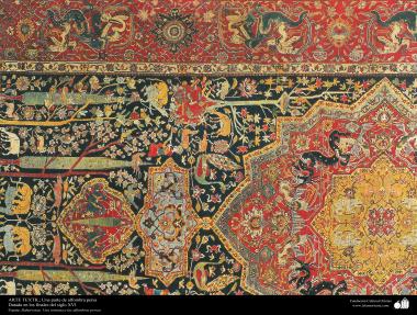 Detalhe de um tapete Persa datado do final de século XVI