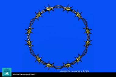 L&#039;unione europea e i rifugiati (caricatura)