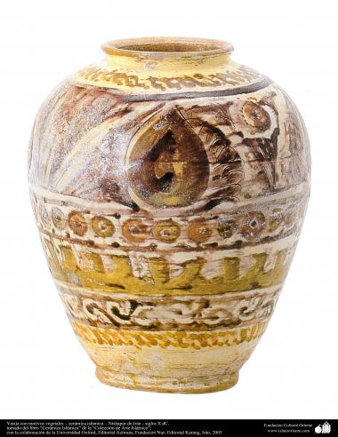 イスラム美術 - イスラム陶器やセラミックス-　植物をモチーフにした水差し  -   Neyshabour市  -  AD X.