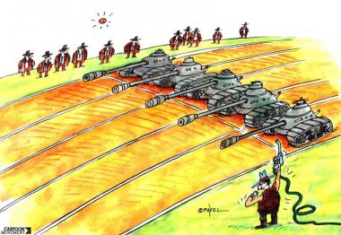 course aux armements (Caricature)