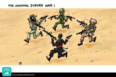 چرخۀ جنگ در سوریه (کاریکاتور)