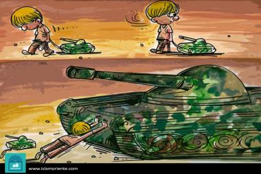 Caricatura - Infância vs guerra 